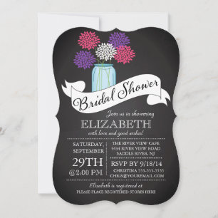 Chalkboard Mason Jar Bridal Shower Kaart