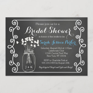 Chalkboard Mason Jar Bridal Shower Kaart