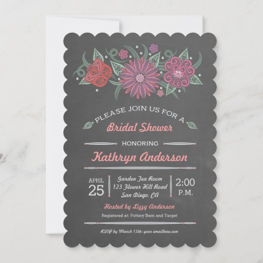 Chalkboard Mason Jar Bridal Shower Kaart (Achterkant)