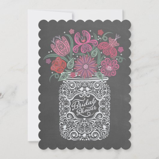 Chalkboard Mason Jar Bridal Shower Kaart (Voorkant)