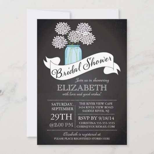 Chalkboard Mason Jar Bridal Shower Kaart (Voorkant)