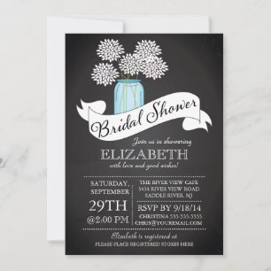 Chalkboard Mason Jar Bridal Shower Kaart