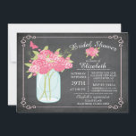 Chalkboard Mason Jar Bridal Shower Kaart<br><div class="desc">Modern Mason Jar Bridal Shower Invitation met een landmoeraspot gevuld met roze rozen bloemen van het huisje, geplaatst op een chemische achtergrond met een floraal en vlinderaccent en een wit lijst. Draai ons vrijgezellenfeest om naar het uitzicht te gaan voor een extra speciale aanraking. Ideaal voor een plattelands-chic-vrijgezellenfeest voor herfst,...</div>