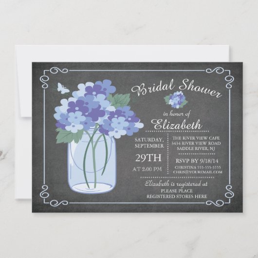 Chalkboard Mason Jar Bridal Shower Kaart (Voorkant)