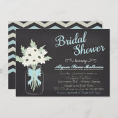 Chalkboard Mason Jar Bridal Shower Kaart (Voorkant / Achterkant)