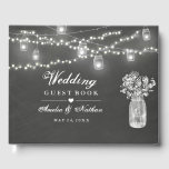 Chalkboard Mason Jar bruiloft gastenboek<br><div class="desc">string metselaar potje lichten met baby's adem pot op krijtbord achtergrond. Meer  bruiloft gastenboeken in de Little Bayleigh Store!</div>