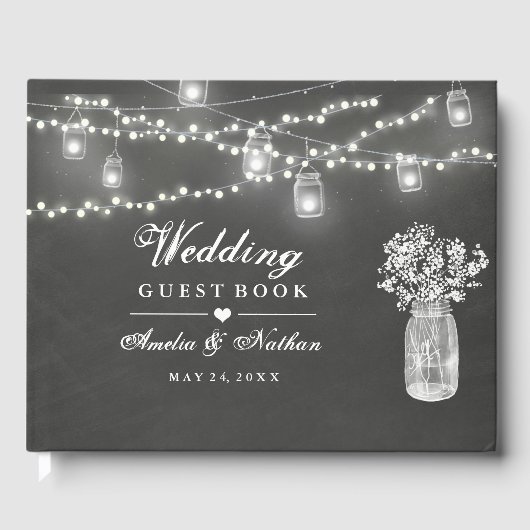 Chalkboard Mason Jar bruiloft gastenboek (Voorkant)