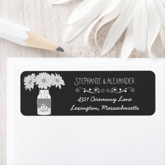Chalkboard Mason Jar Bruiloft retour adres label (Insitu)