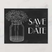 Chalkboard - Mason Jar - Daisies Save the Date (Voorkant)