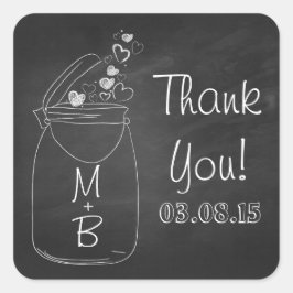 Chalkboard Mason Jar Dank u stickers