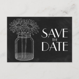 Chalkboard - Mason Jar en Daisies Bewaar de datum Save The Date
