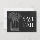 Chalkboard - Mason Jar en Daisies Bewaar de datum Save The Date (Voorkant)