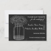 Chalkboard - Mason Jar en Daisies Bewaar de datum Save The Date (Achterkant)