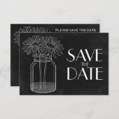 Chalkboard - Mason Jar en Daisies Bewaar de datum Save The Date (Voorkant / Achterkant)