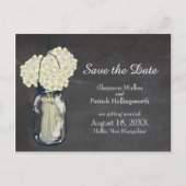 Chalkboard Mason Jar en Hydrangeas Bewaar de datum Aankondigingskaart (Voorkant)