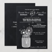 Chalkboard Mason Jar floral bruiloft Kaart (Voorkant / Achterkant)