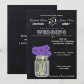  Chalkboard Mason Jar floral bruiloft nodigt uit Kaart (Voorkant / Achterkant)