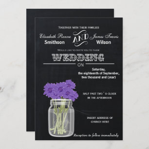 Chalkboard Mason Jar floral bruiloft nodigt uit Kaart