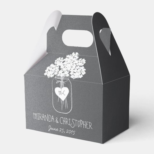 Chalkboard Mason Jar Floral Personalized Favor Box Bedankdoosjes (Voorkant Zijde)