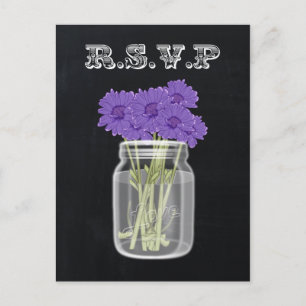 Chalkboard Mason Jar floral rsvp Uitnodiging Briefkaart