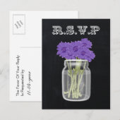 Chalkboard Mason Jar floral rsvp Uitnodiging Briefkaart (Voorkant / Achterkant)