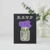 Chalkboard Mason Jar floral rsvp Uitnodiging Briefkaart (Staand voorkant)