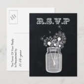 Chalkboard Mason Jar floral rsvp Uitnodiging Briefkaart (Voorkant / Achterkant)