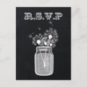  Chalkboard Mason Jar floral rsvp Uitnodiging Briefkaart (Voorkant)