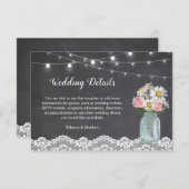 Chalkboard Mason Jar Floral Wedding Reception Informatiekaartje (Voorkant / Achterkant)
