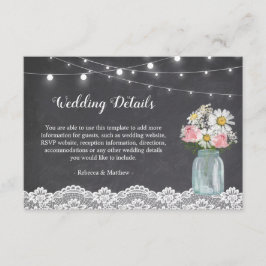 Chalkboard Mason Jar Floral Wedding Reception Informatiekaartje