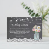 Chalkboard Mason Jar Floral Wedding Reception Informatiekaartje (Staand voorkant)