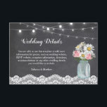Chalkboard Mason Jar Floral Wedding Reception Informatiekaartje<br><div class="desc">Pas deze "Rustic Chalkboard Mason Jar Floral Wedding Reception Details Kaart" aan met je eigen trouwgegevens. Het is makkelijk om je te personaliseren om je trouwkleuren, stijlen en thema aan te passen. (1) Voor verdere aanpassing, gelieve de "pas verder"verbinding aan en ons ontwerphulpmiddel te gebruiken om deze sjabloon te wijzigen....</div>