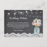 Chalkboard Mason Jar Floral Wedding Reception Informatiekaartje<br><div class="desc">Pas deze "Rustic Chalkboard Mason Jar Floral Wedding Reception Details Kaart" aan met je eigen trouwgegevens. Het is makkelijk om je te personaliseren om je trouwkleuren, stijlen en thema aan te passen. (1) Voor verdere aanpassing, gelieve de "pas verder"verbinding aan en ons ontwerphulpmiddel te gebruiken om deze sjabloon te wijzigen....</div>