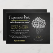 Chalkboard Mason Jar Flowers Engagement Party Kaart (Voorkant / Achterkant)