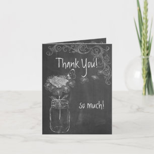 CHALKBOARD MASON JAR GARDEN WEDDING DANK JE BEDANKKAART