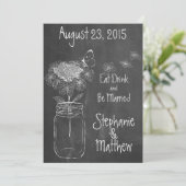 CHALKBOARD MASON JAR GARDEN WEDDING KAART (Staand voorkant)