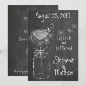 CHALKBOARD MASON JAR GARDEN WEDDING KAART (Voorkant / Achterkant)