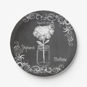 CHALKBOARD MASON JAR GARDEN WEDDING PAPIER BORDEN PAPIEREN BORDJE