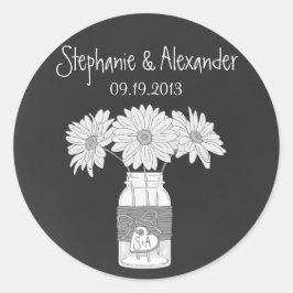 Chalkboard Mason Jar Gepersonaliseerde Favor Stick Ronde Sticker
