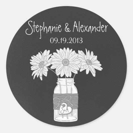 Chalkboard Mason Jar Gepersonaliseerde Favor Stick Ronde Sticker (Voorkant)