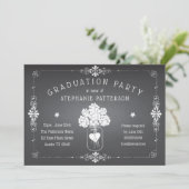 Chalkboard Mason Jar Graduation Party Kaart (Staand voorkant)
