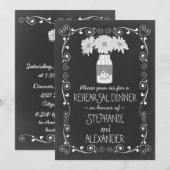 Chalkboard Mason Jar Huwelijksrepetitie Diner Kaart (Voorkant / Achterkant)