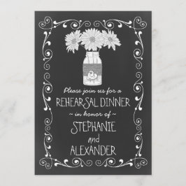 Chalkboard Mason Jar Huwelijksrepetitie Diner Kaart
