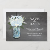 Chalkboard Mason Jar Hydrangeas | BEWAREN VAN DE D Save The Date (Voorkant)