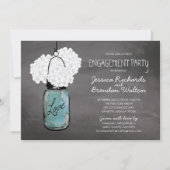 Chalkboard Mason Jar Hydrangeas | Engagement Party Kaart (Voorkant)