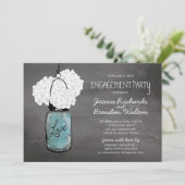 Chalkboard Mason Jar Hydrangeas | Engagement Party Kaart (Staand voorkant)