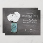 Chalkboard Mason Jar Hydrangeas | Engagement Party Kaart (Voorkant / Achterkant)