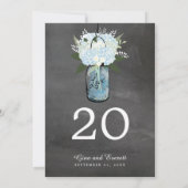 Chalkboard Mason Jar Hydrangeas | Tabelnummer Kaart (Achterkant)