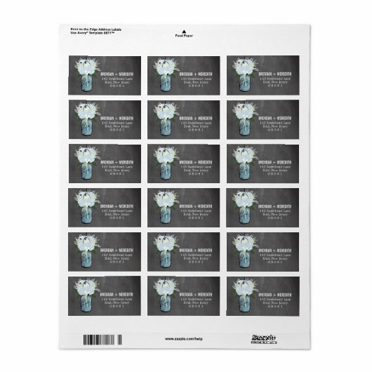 Chalkboard Mason Jar Hydrangeas | Wedding Etiket (Full Sheet)