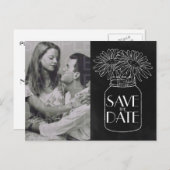 Chalkboard Mason Jar in Daisies Foto Sla de datum Aankondigingskaart (Voorkant / Achterkant)